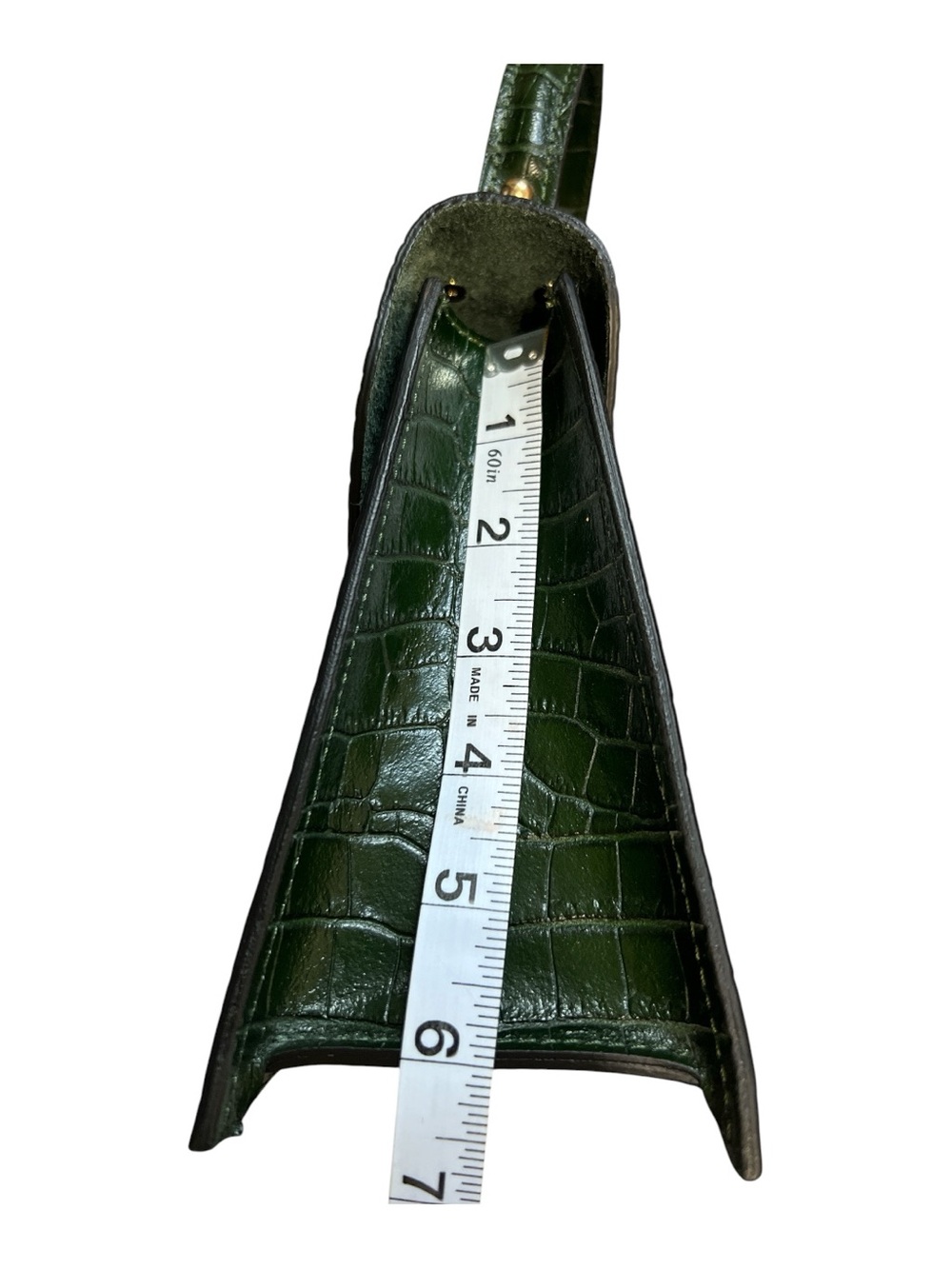 Cheval Firenze Dark Green Croc-Embossed Top Handle Bag with Detachable Strap - Picture 9 of 12